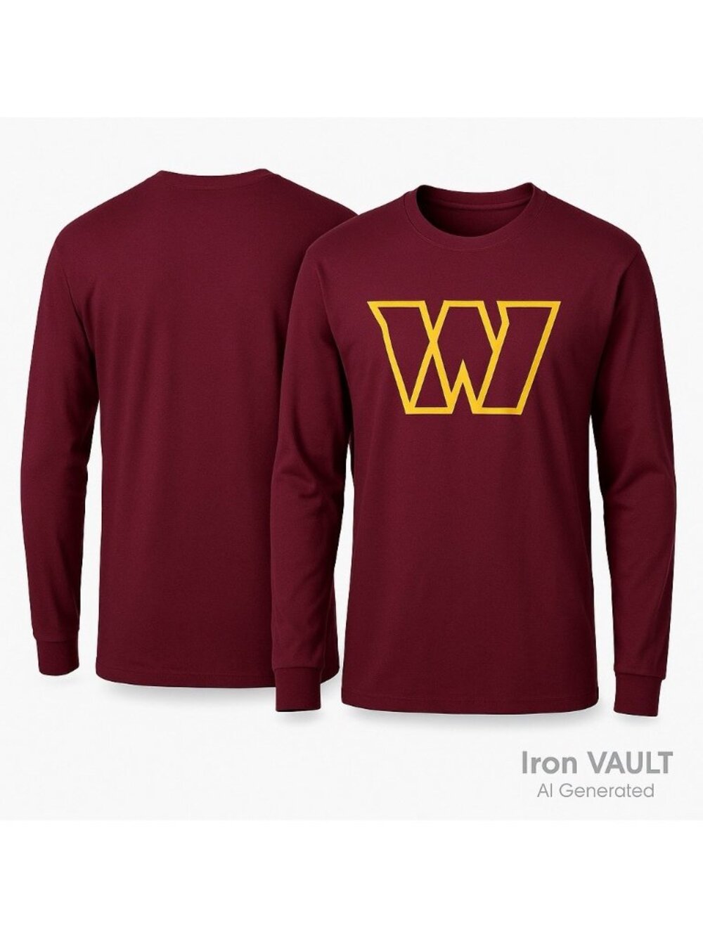 Washington Commanders XXXL Long Sleeve Shirt FOCO NFL Burgundy Cotton Tee